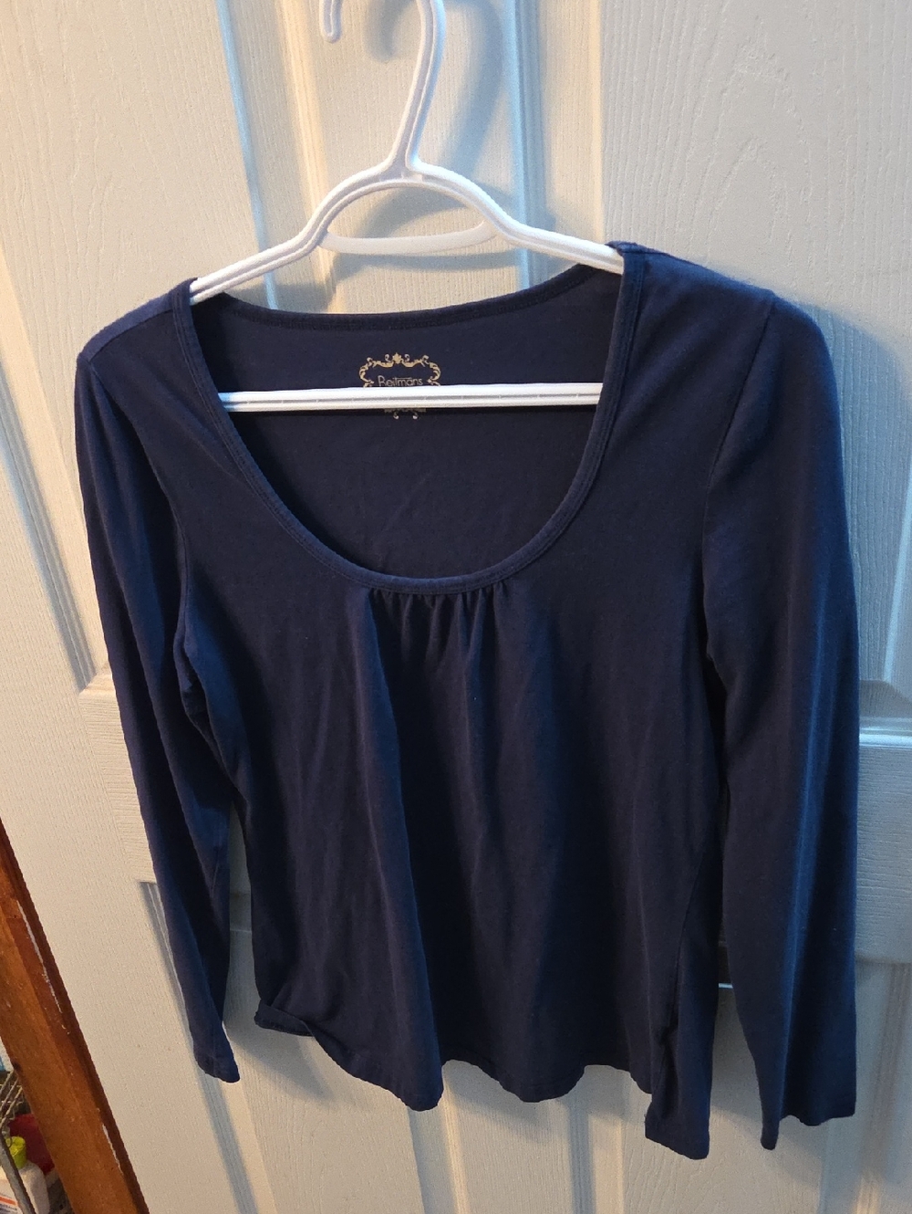 Reitmans Navy Long Sleeve Scoop Neck Top